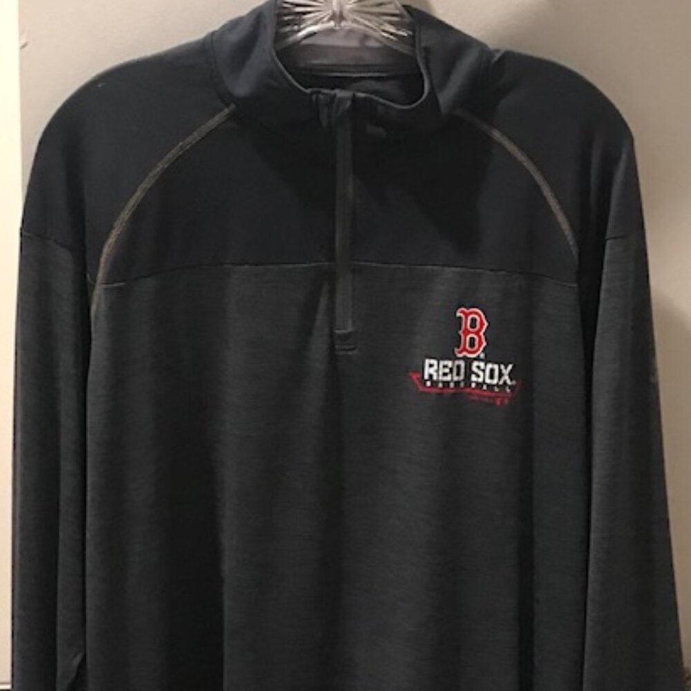 BOSTON RED SOX BASEBALL UNDER ARMOUR 1/4 ZIP 2-TONE GRAY L/S PULLOVER SHIRT- XL